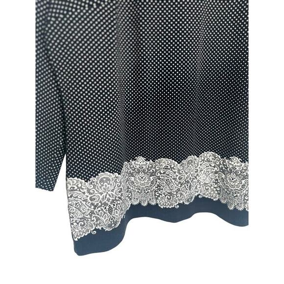 Talbots Womens Polka Dot Lace Printed Knit Blouse Top Black White Size Large - Picture 2 of 7